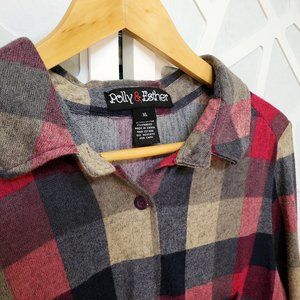Women's Button Flannel Shirt by Polly & Esther, XL